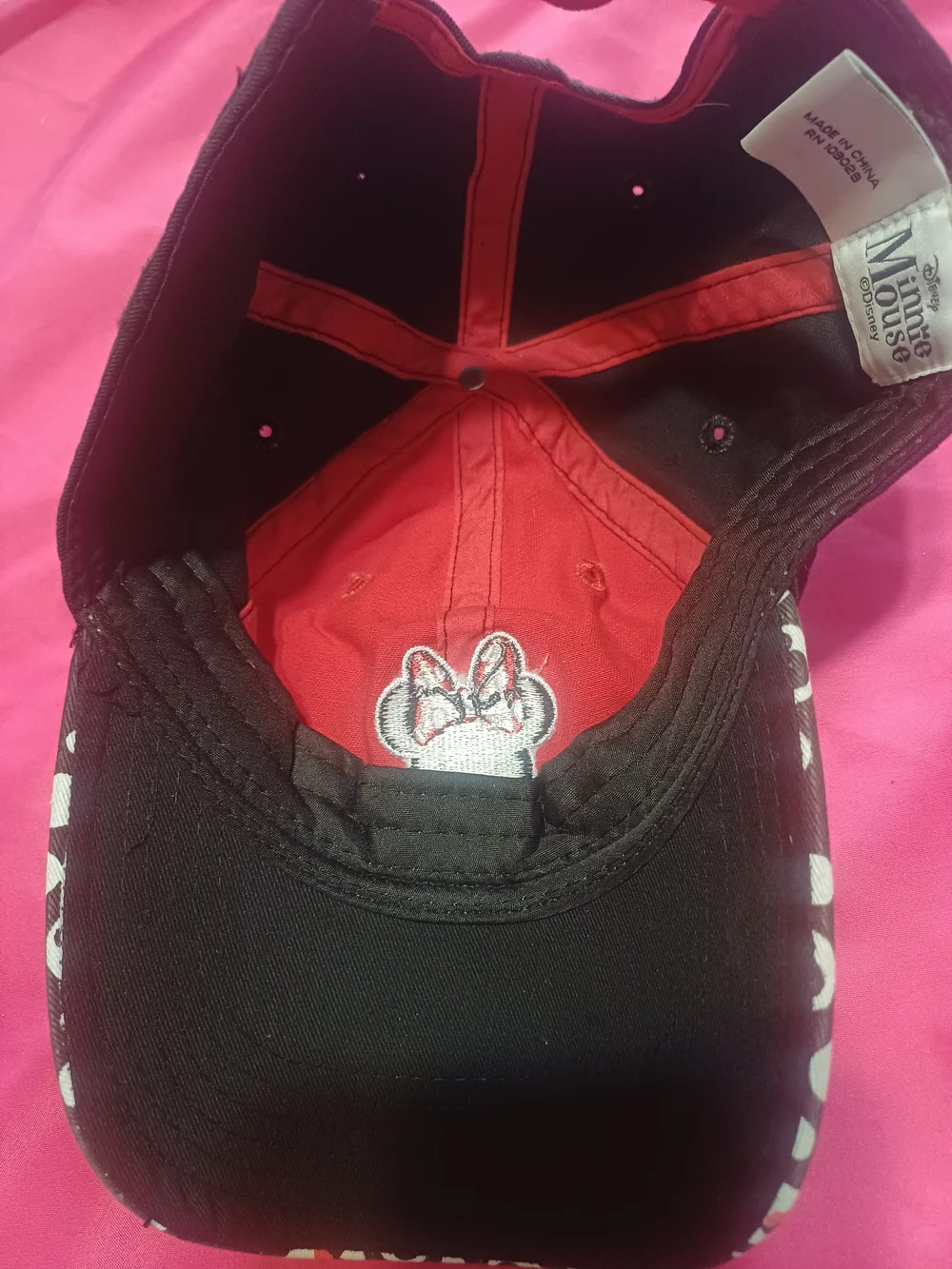 Disney Black and Red Minnie Mouse Embroidered Baseball Cap